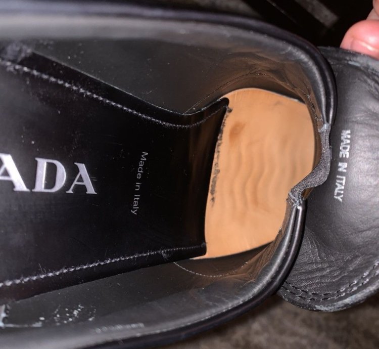 Prada Mens Monolith Brushed Leather Loafers
