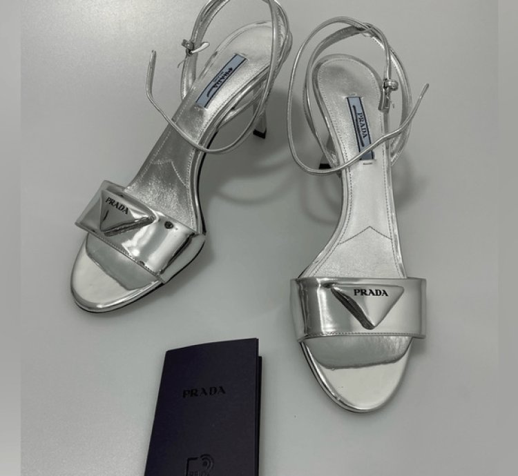 Prada Metallic Leather Logo Sandals Women Eu 39 Us 9 1050