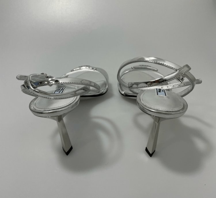 Prada Metallic Leather Logo Sandals Women Eu 39 Us 9 1050