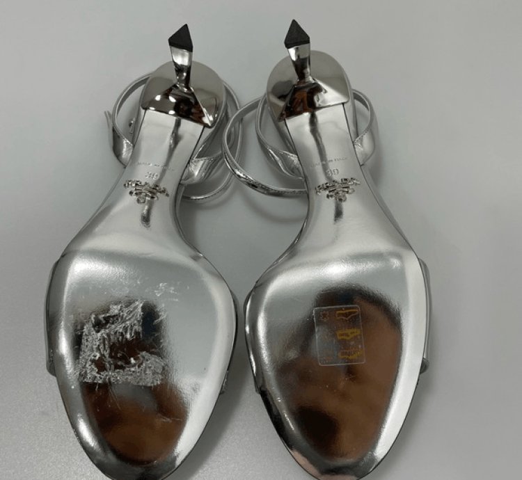 Prada Metallic Leather Logo Sandals Women Eu 39 Us 9 1050