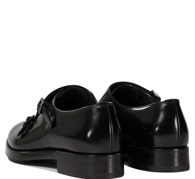 Prada Monk Shoes In Brushed Leather Size Uk 9