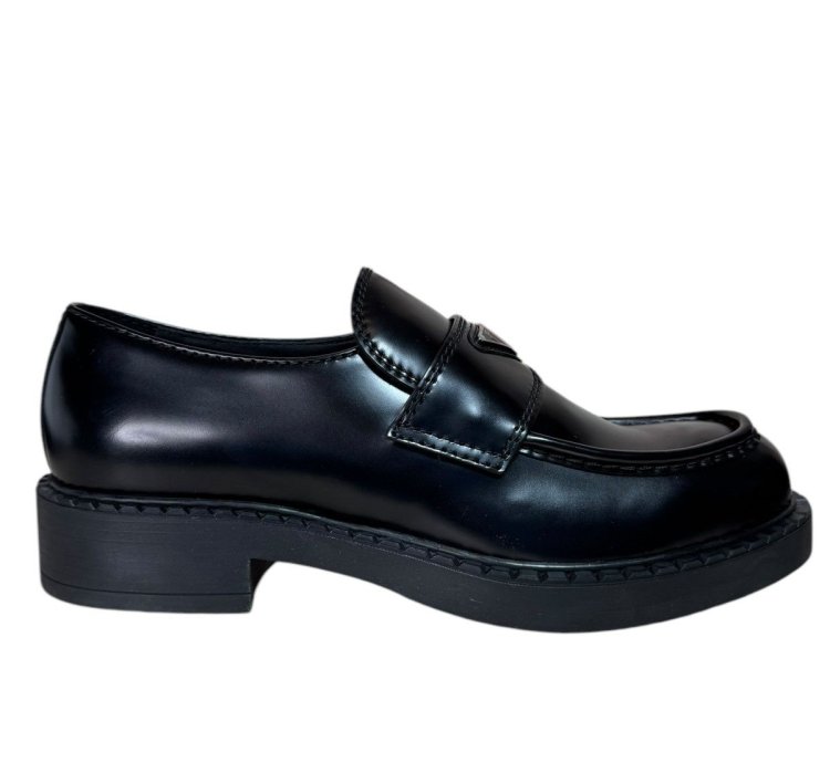 Prada Monolith Black Leather Loafers Size 43 Eu 9 Us