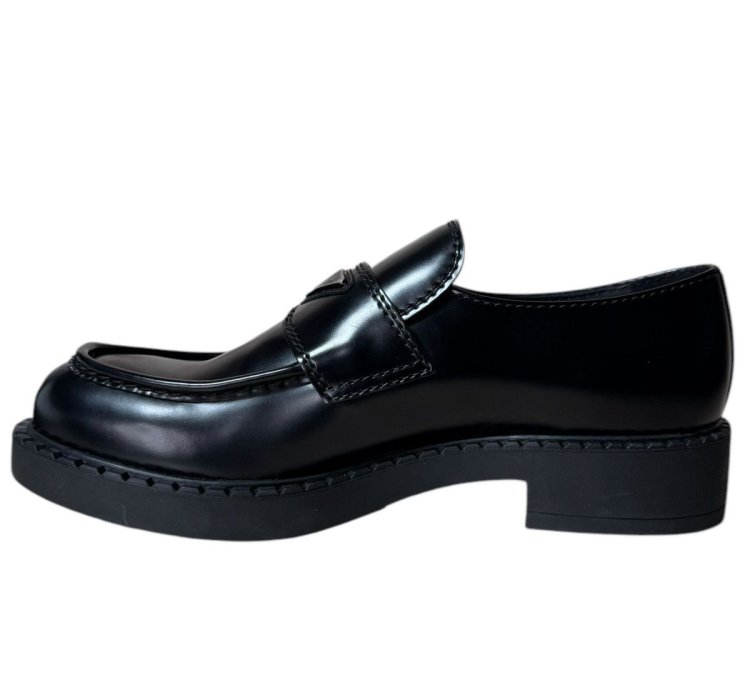 Prada Monolith Black Leather Loafers Size 43 Eu 9 Us
