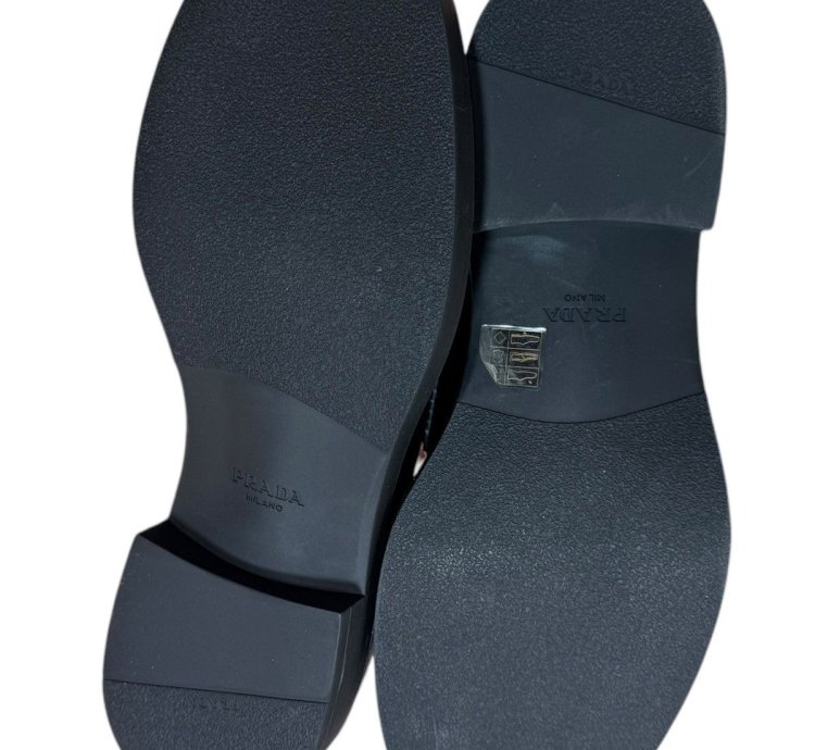 Prada Monolith Black Leather Loafers Size 43 Eu 9 Us