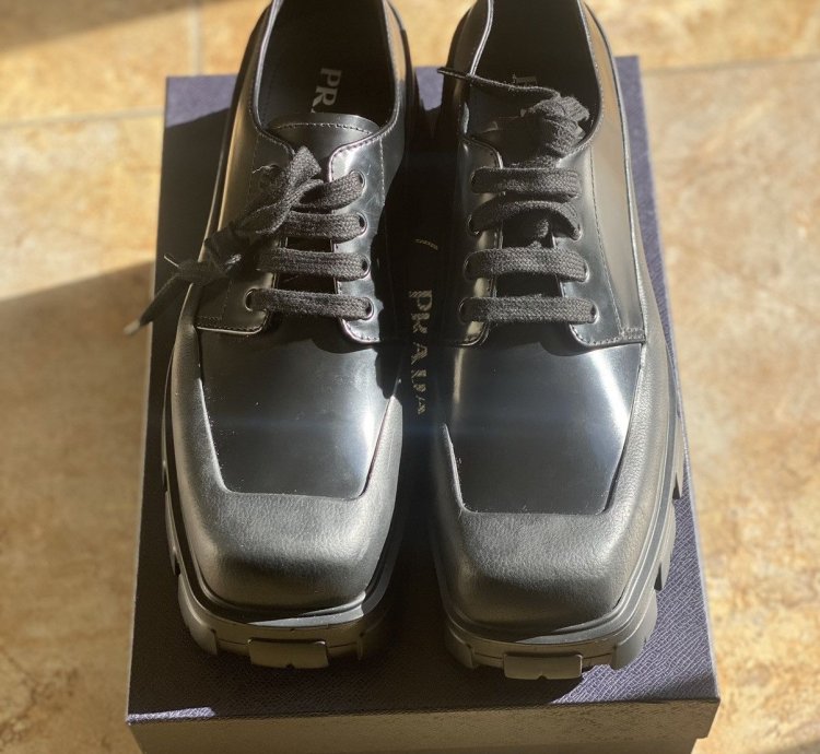 Prada Monolith Boot Brushed Leather Derby Shoes