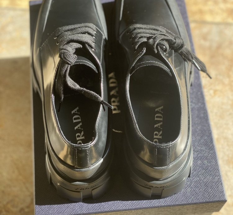 Prada Monolith Boot Brushed Leather Derby Shoes