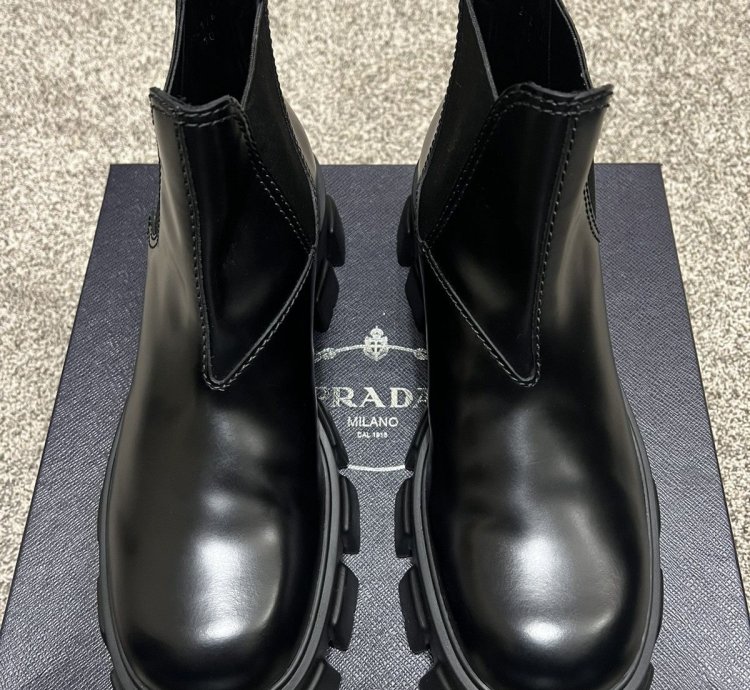 Prada Monolith Brushed Leather Chelsea Boots