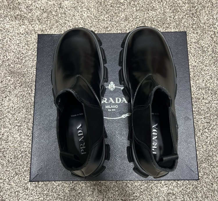 Prada Monolith Brushed Leather Chelsea Boots
