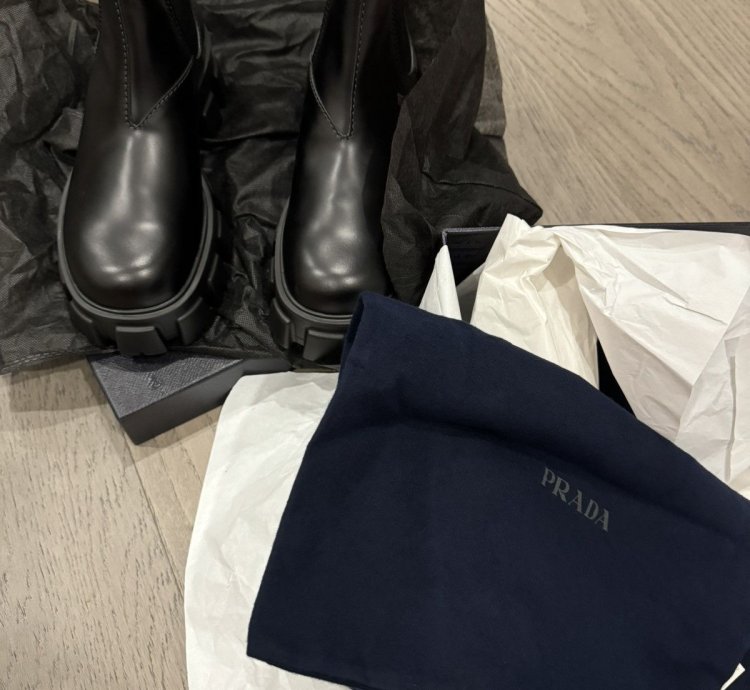 Prada Monolith Brushed Leather Chelsea Boots