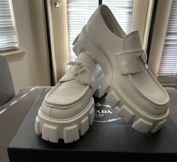 Prada Monolith Brushed Leather Loafers