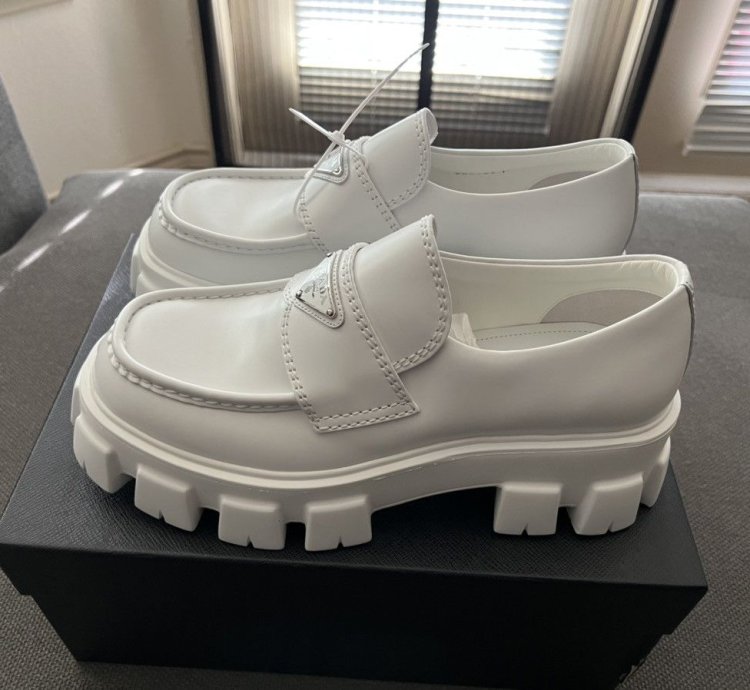 Prada Monolith Brushed Leather Loafers