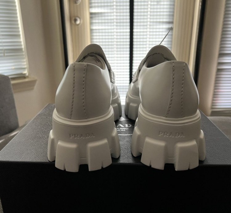 Prada Monolith Brushed Leather Loafers