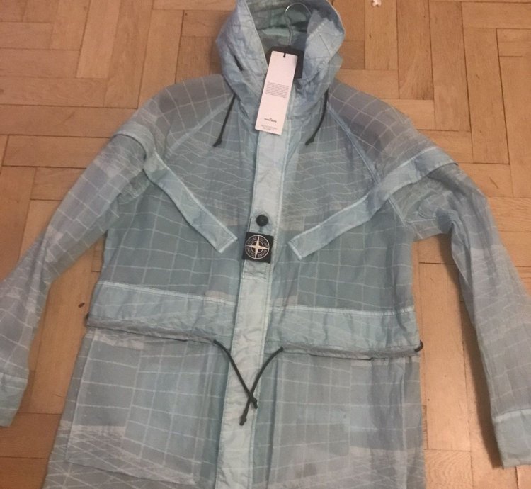 Stone Island Reflective Grid On Lamy-tc Jacket Aqua