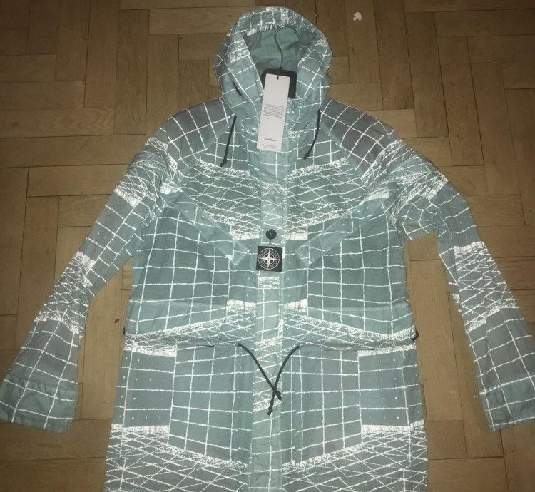 Stone Island Reflective Grid On Lamy-tc Jacket Aqua
