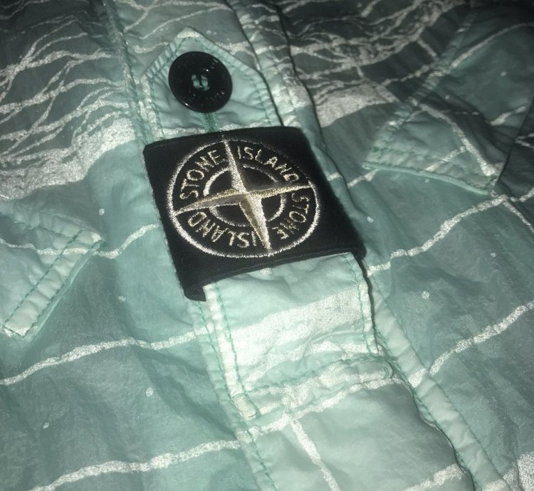Stone Island Reflective Grid On Lamy-tc Jacket Aqua