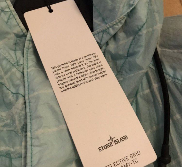 Stone Island Reflective Grid On Lamy-tc Jacket Aqua