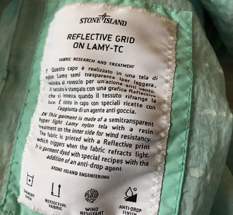 Stone Island Reflective Grid On Lamy-tc Jacket Aqua