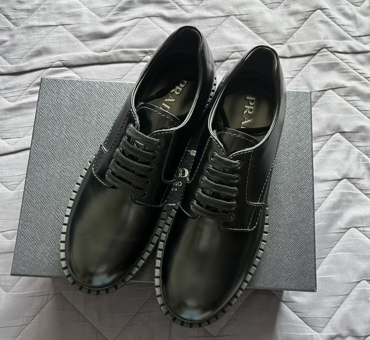 Prada Monolith Lace Up Derby Shoes Black