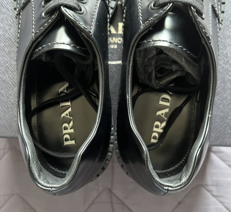 Prada Monolith Lace Up Derby Shoes Black