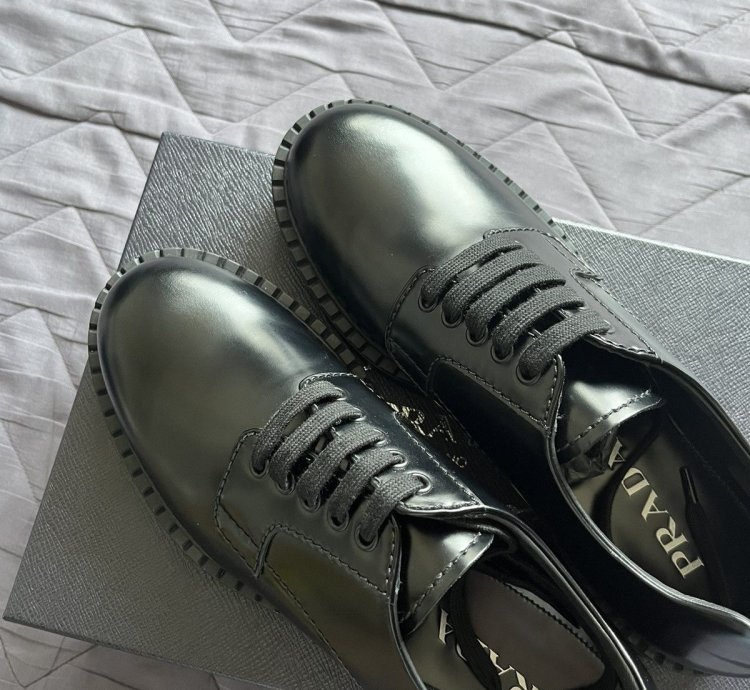 Prada Monolith Lace Up Derby Shoes Black