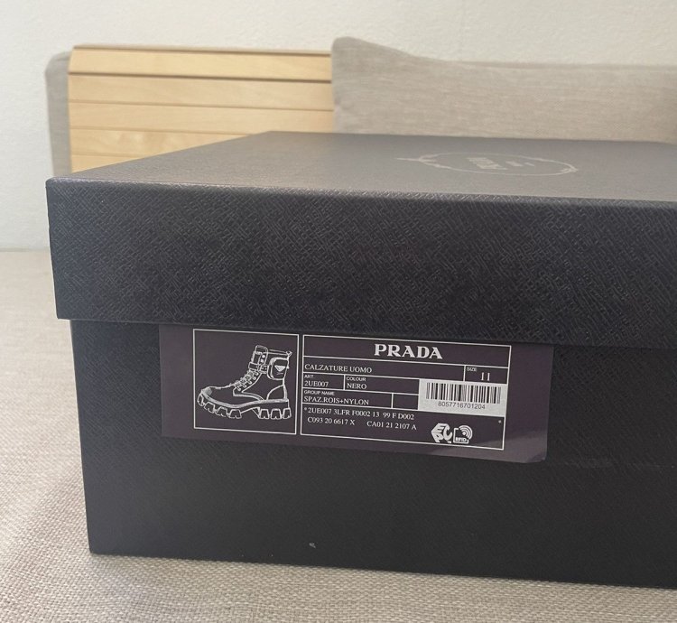 Prada Monolith Leather And Nylon Fabric Boots Size 11us 45eu