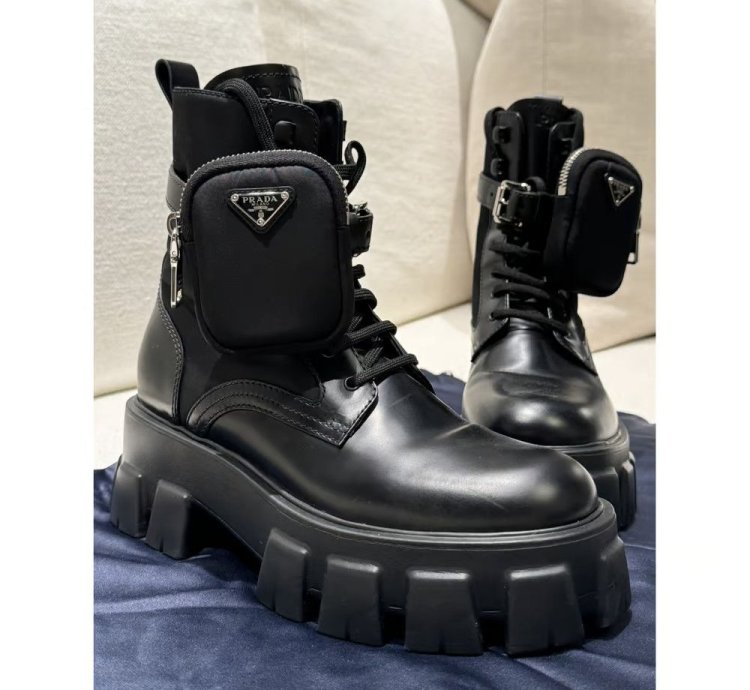 Prada Monolith Leather Biker Boots