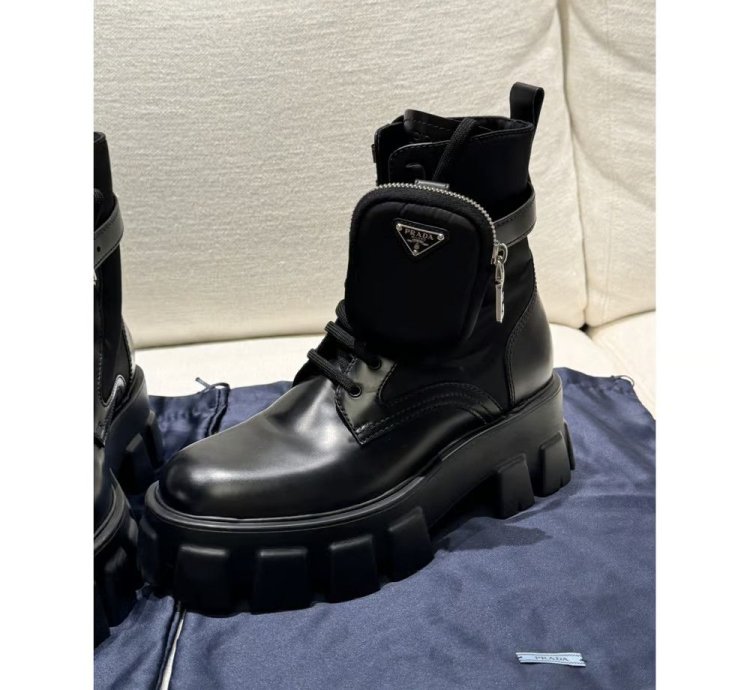 Prada Monolith Leather Biker Boots
