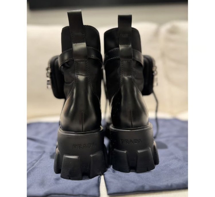 Prada Monolith Leather Biker Boots