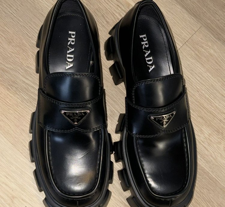 Prada Monolith Triangle Logo Loafers