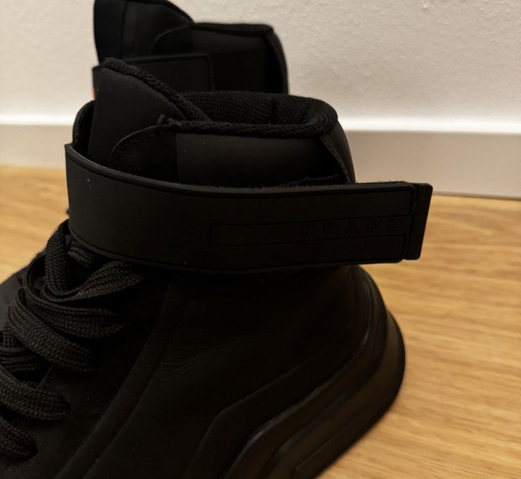 Prada Nubuck Polarius Mens High Top Sneakers 10 5 Black