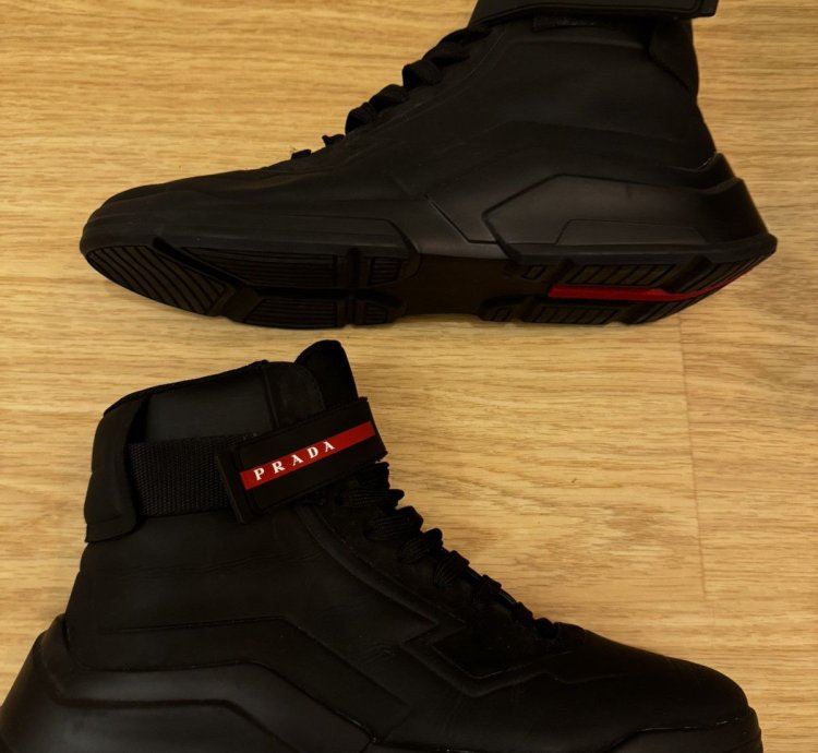 Prada Nubuck Polarius Mens High Top Sneakers 10 5 Black