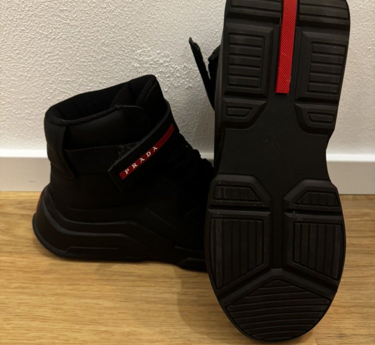 Prada Nubuck Polarius Mens High Top Sneakers 10 5 Black