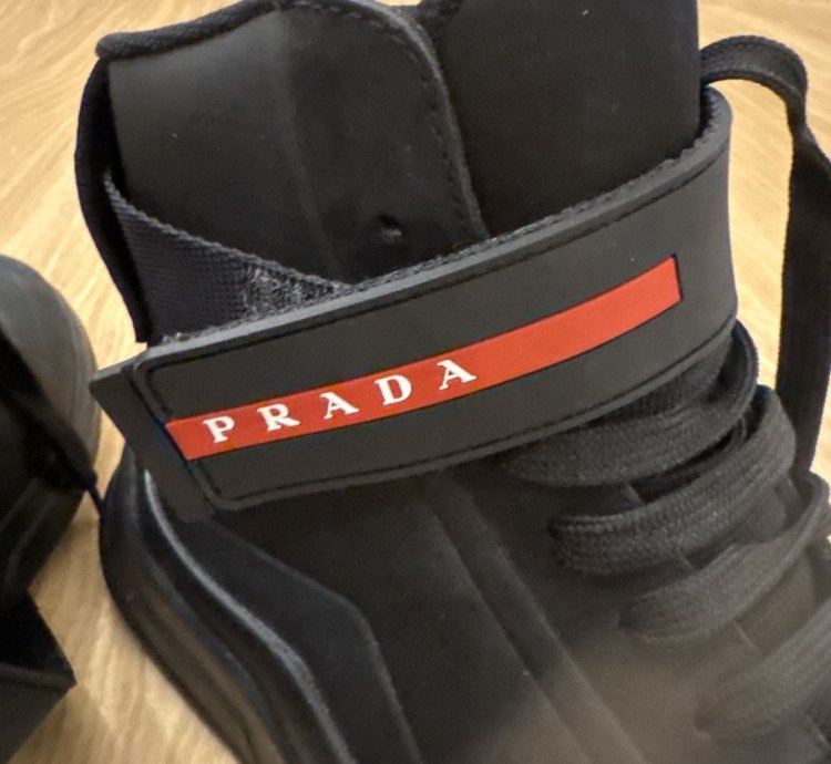 Prada Nubuck Polarius Mens High Top Sneakers 10 5 Black