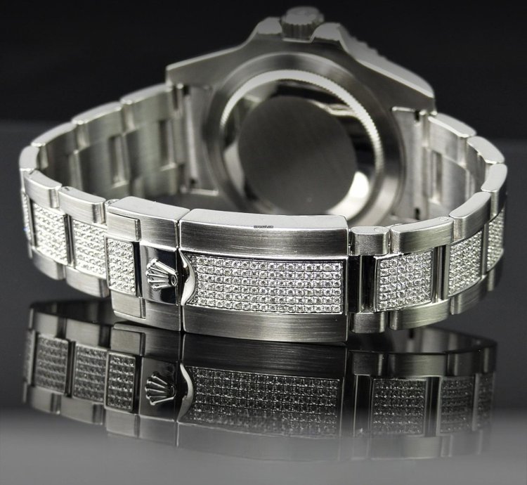 Rolex Gmt-master Ii 40 Mm Oyster Black Dial Custom Diamond-set - Iced Out