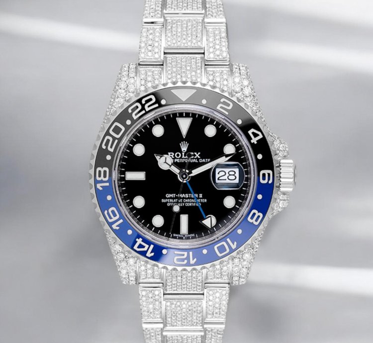 Rolex Gmt-master Ii Batman Full Diamond Set 116710blnr - Iced Out