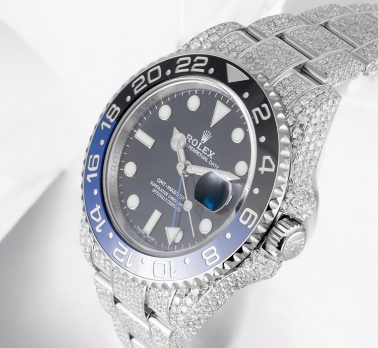 Rolex Gmt-master Ii Batman Full Diamond Set 116710blnr - Iced Out