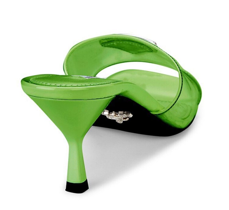 Prada Plexiglas Green Pvc Patent Leather Backless Sandal