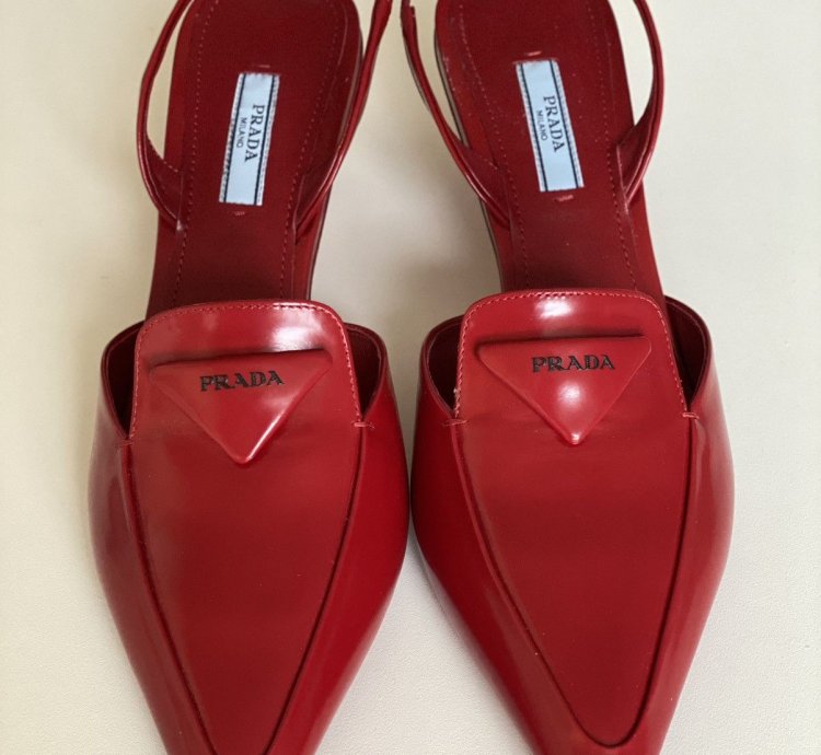 Prada Red Slingback Mule