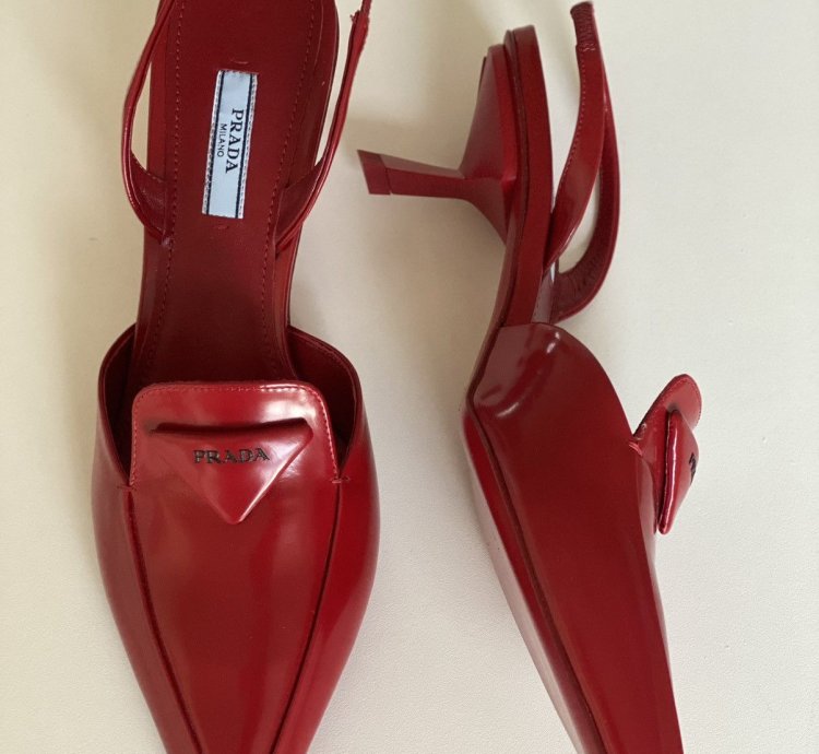 Prada Red Slingback Mule