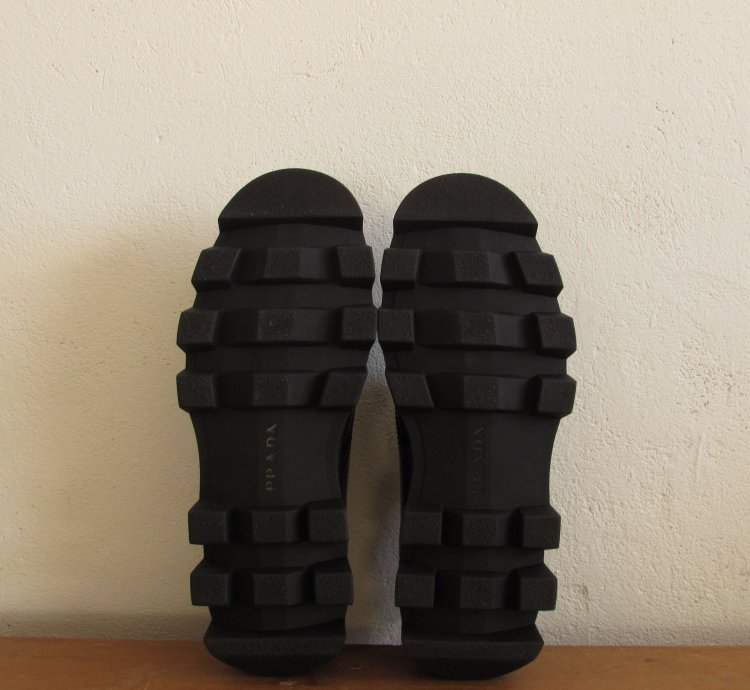 Prada Rocksand Leather Lace-up Shoes Black