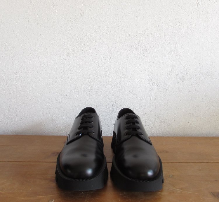 Prada Rocksand Leather Lace-up Shoes Black
