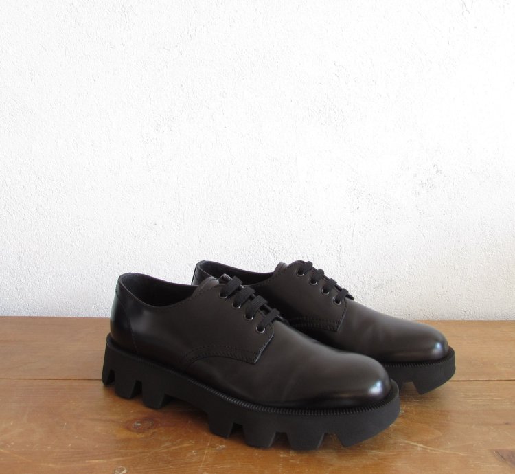 Prada Rocksand Leather Lace-up Shoes Black