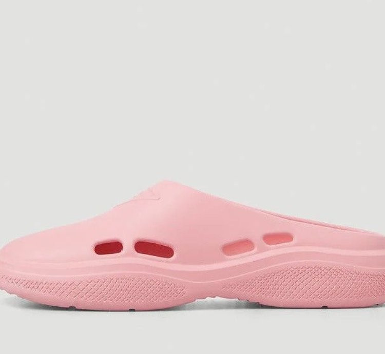 Prada Rubber Mellow Mules In Pink