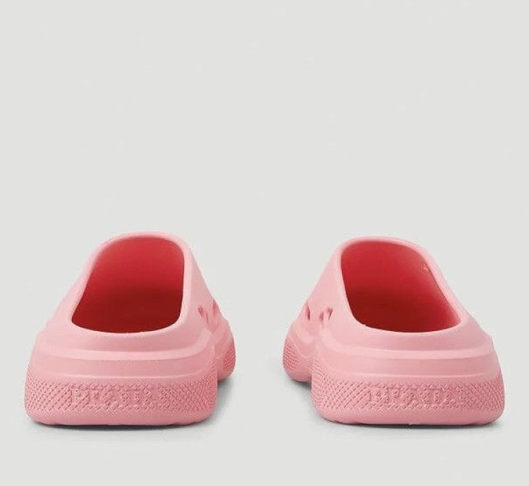Prada Rubber Mellow Mules In Pink