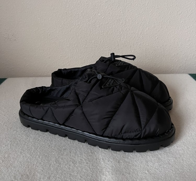 Prada Rush Quilted Nylon Mule Sandals In Black