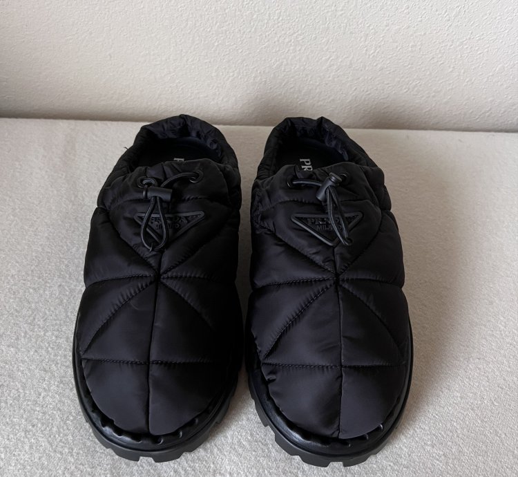 Prada Rush Quilted Nylon Mule Sandals In Black