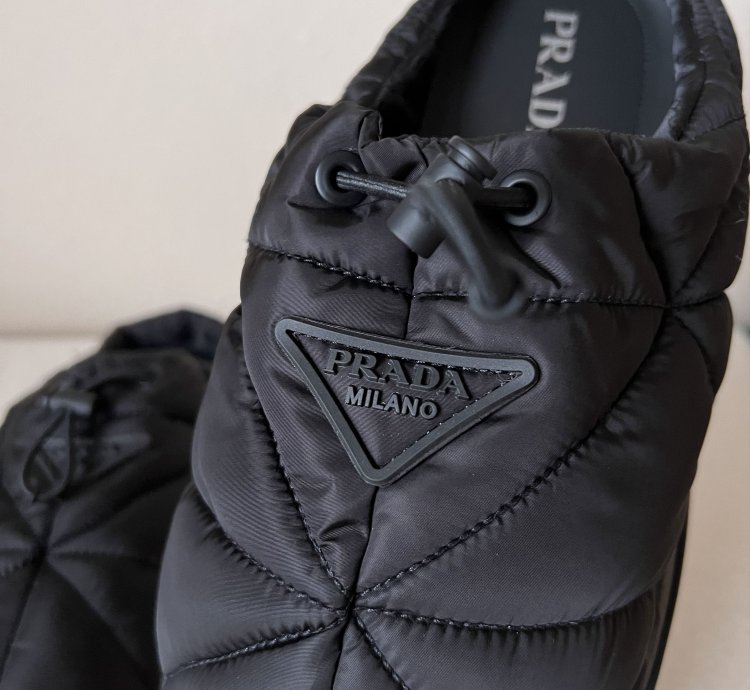 Prada Rush Quilted Nylon Mule Sandals In Black