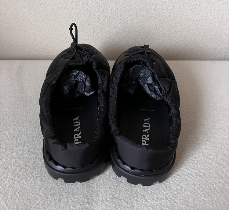 Prada Rush Quilted Nylon Mule Sandals In Black