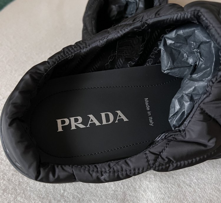 Prada Rush Quilted Nylon Mule Sandals In Black