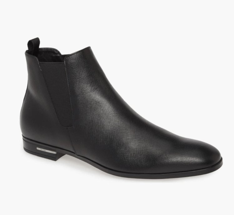 Prada Saffiano Leather Chelsea Boots Black Men Uk 8 Us 9